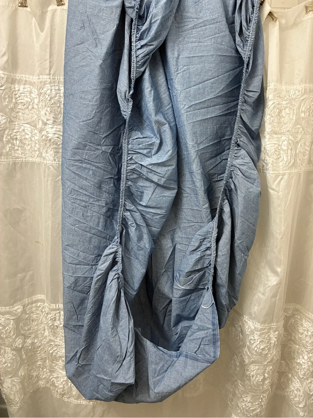 Vintage Ralph Lauren home chambray blue denim twin fitted sheet cotton